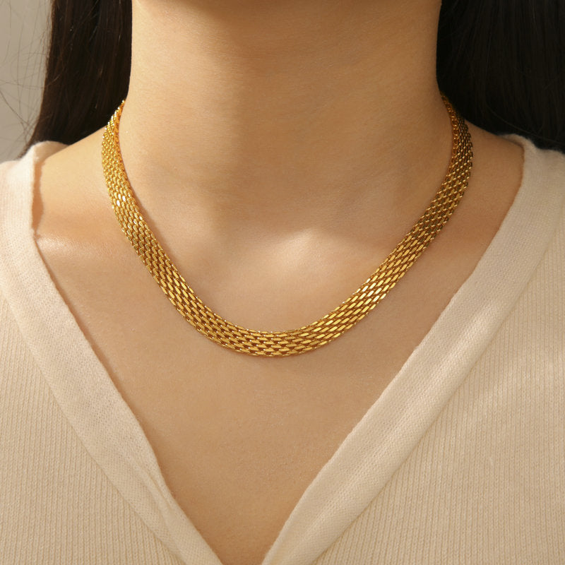 Woven Snake Bones Chain Light Luxury High-grade Titanium Steel Clavicle Necklace