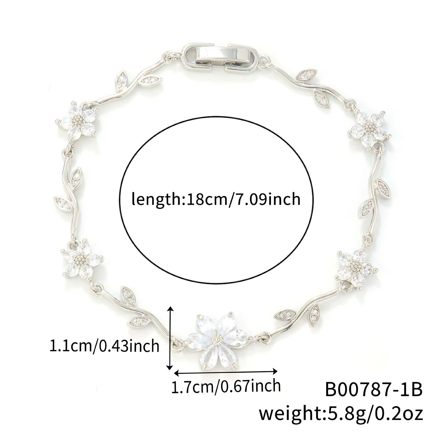 Petals Flower Leaf Zircon Design Personality Daily Birthday Bracelet