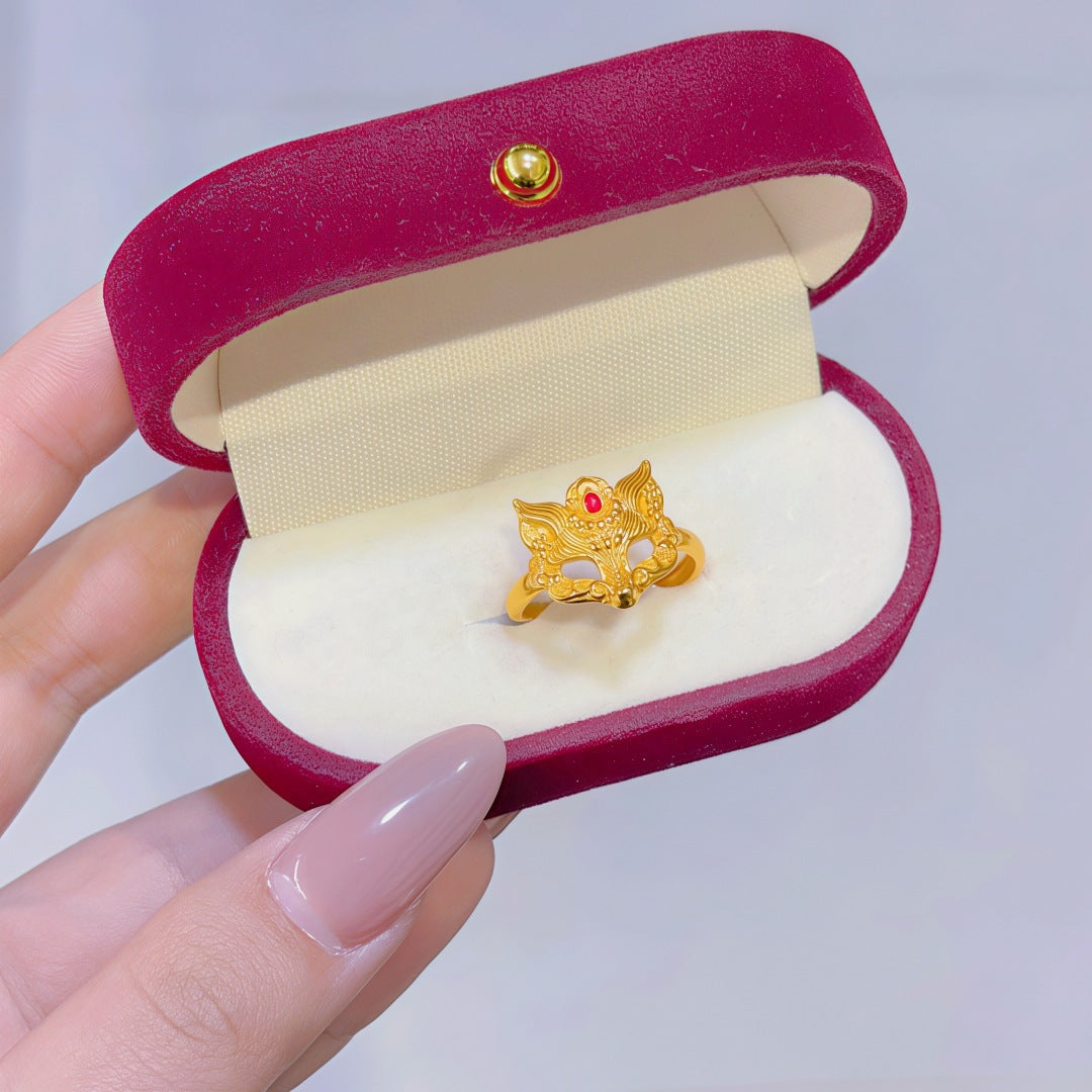 Women's Alluvial Gold Retro Affordable Luxury Design Brass Plated Fashion Ring