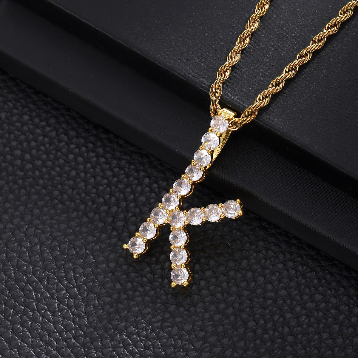 Women's & Men's English Letters Copper Inlaid With Zircon Pendants