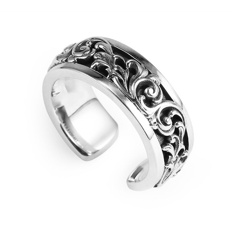 Thai Sier Couple Handmade Gift Vintage Tang Grass Ring