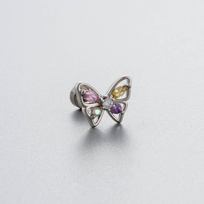 Titanium Steel Ear Bone Color Heart-shaped Earrings