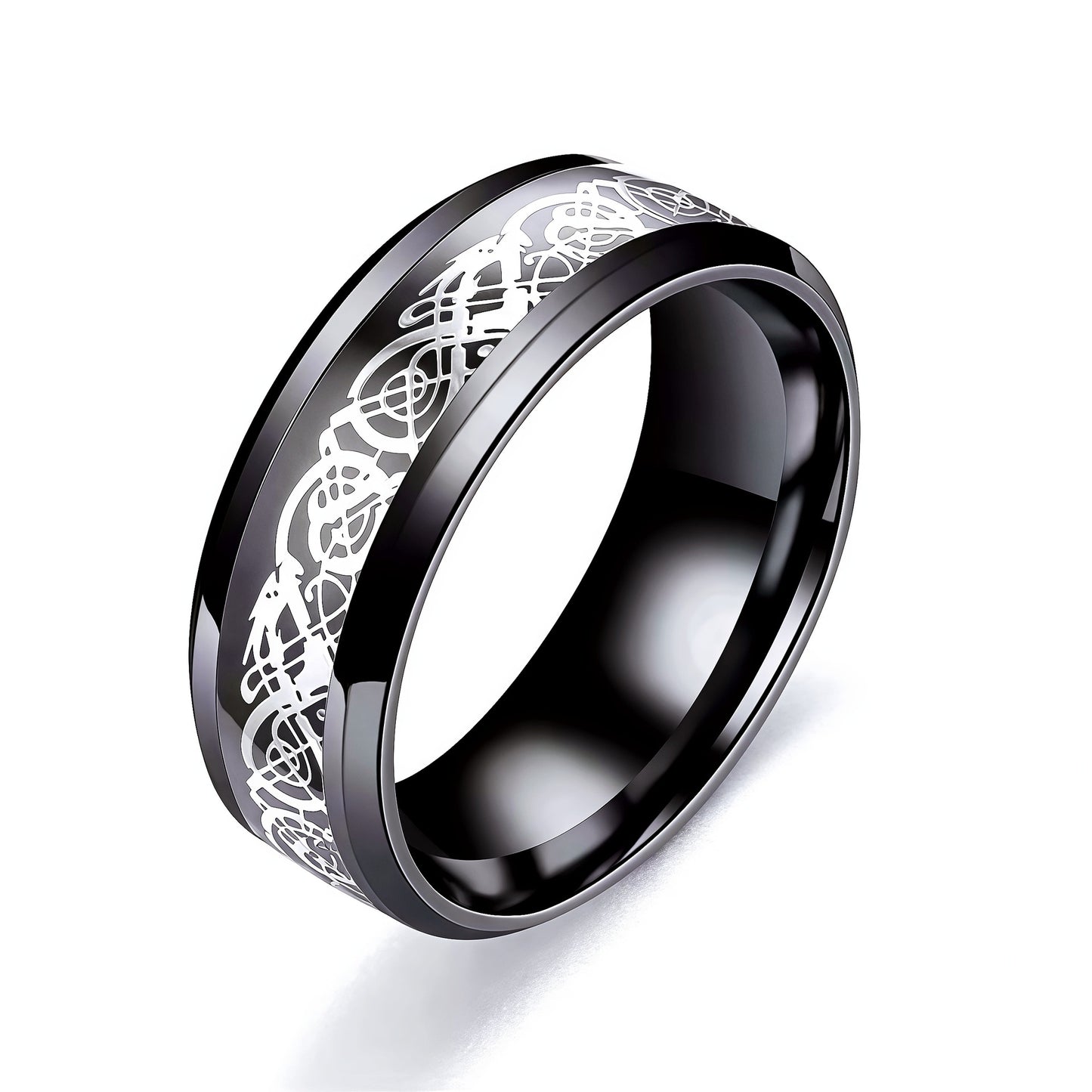Men's Steel Meteorite Inlaid Gold Foil Light Luxury Fashion Ring