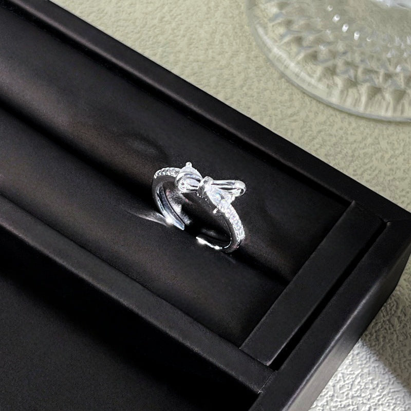 Sweet Style Niche Design Butterfly Flower Female Lace Hollow Out Ring