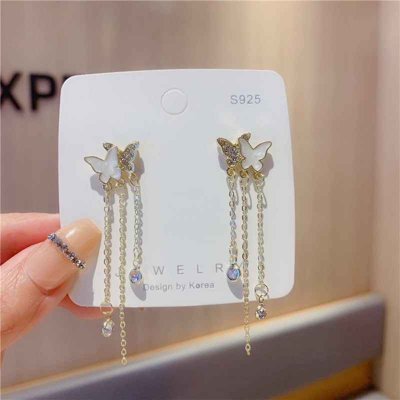 Women's Light Luxury Minority Long Tassel Butterfly For Graceful Earrings