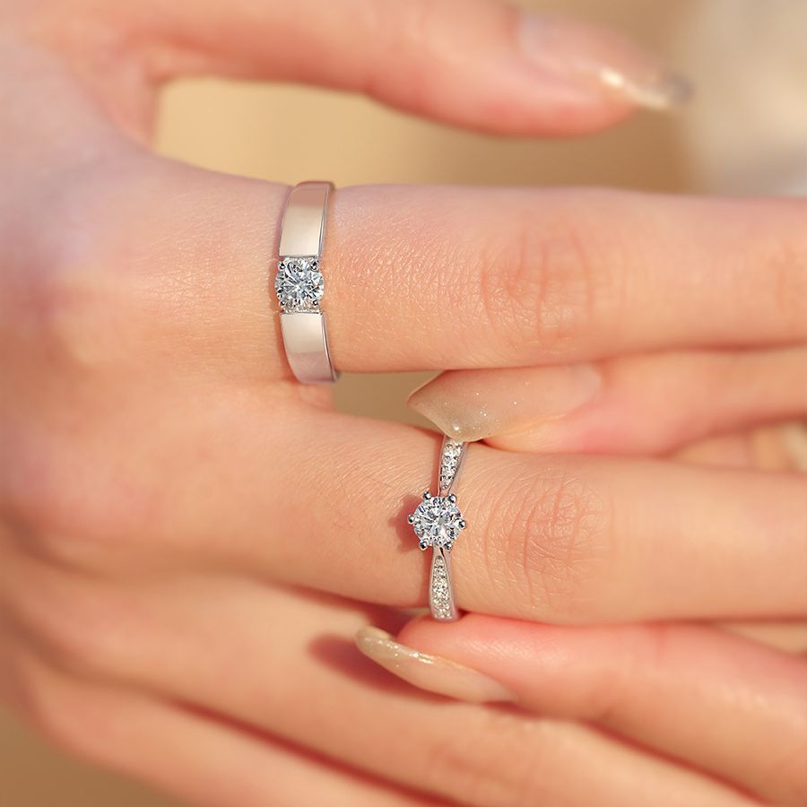 Carbon Stone Diamond Wedding Sterling Sier Pair Of Ring