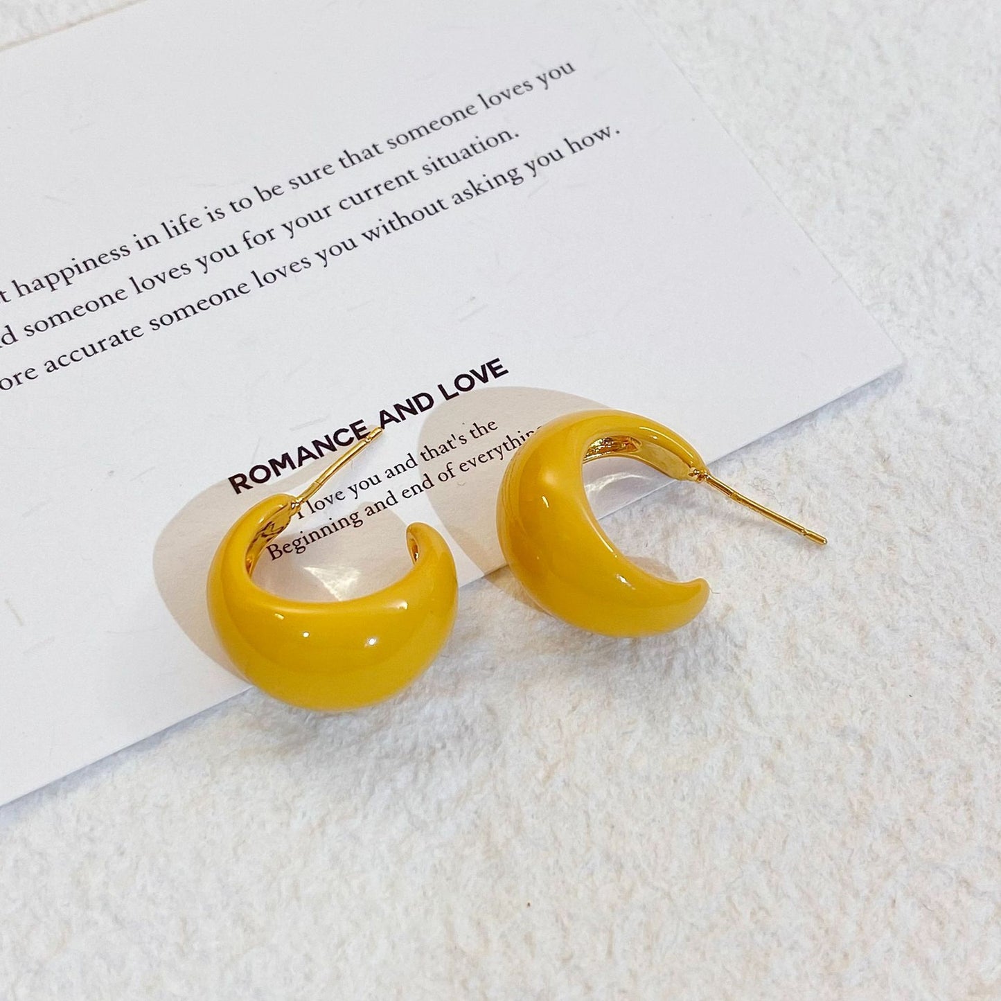 Plated Real Gold Ginger Flower Enamel Drip Glazed Female Sweet Earrings