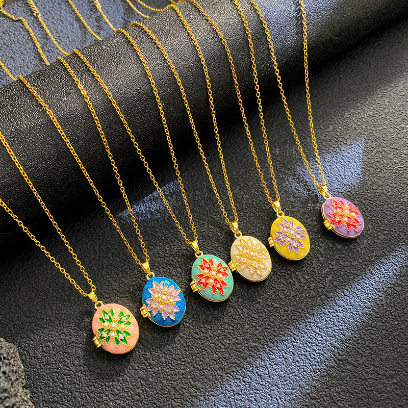 Women's Drip Glazed Box Fashion Shell Pearls Light Luxury Clavicle Pendants
