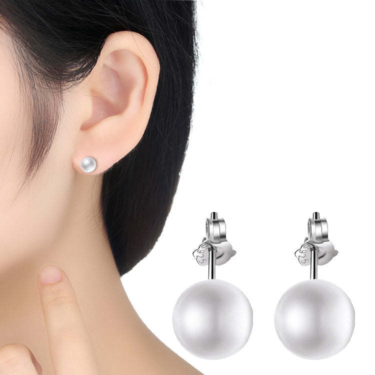 Pearl Sier-plated Needle Shell Pearls Ladies Korean Stud Earrings