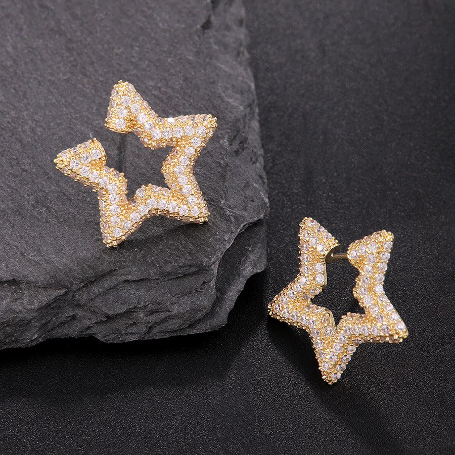 Style Simple Pentagram Female Temperament Light Luxury Niche Design Stud Earrings