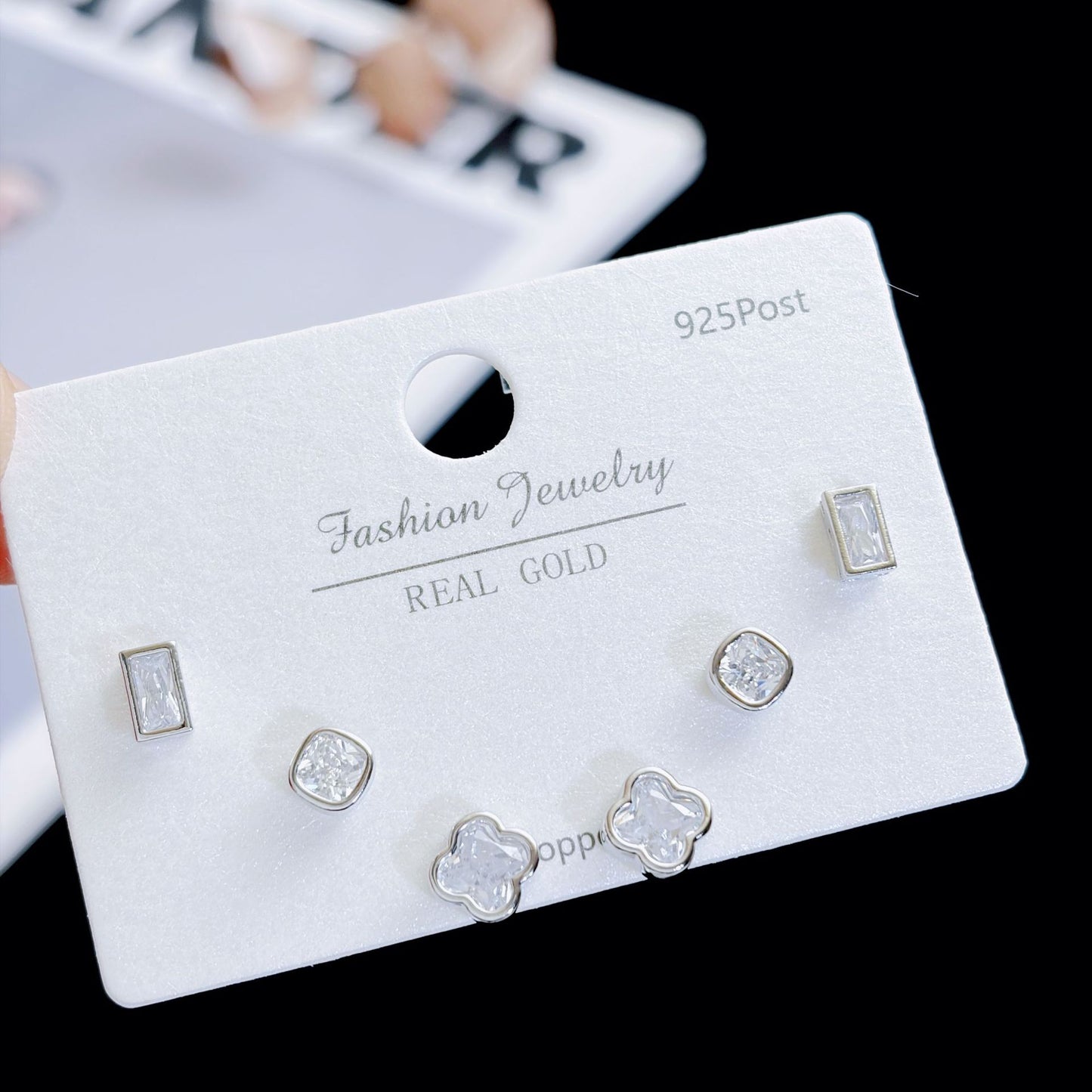 Women's Needle Simple Series Three Pairs Storage Ear Rings