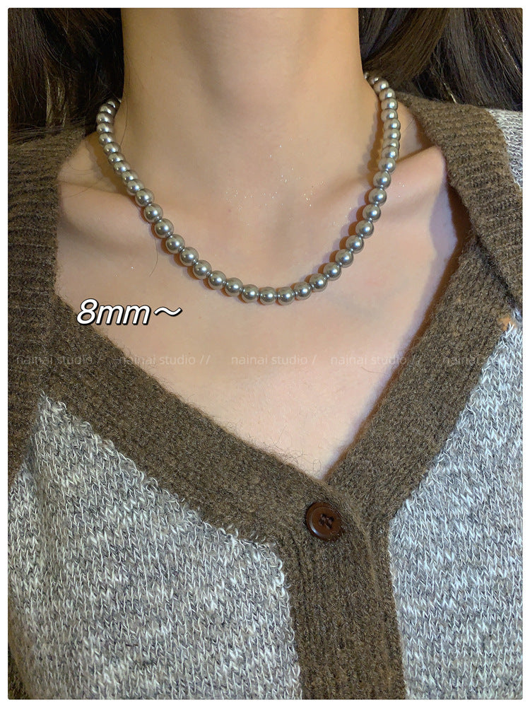Glass Pearl Twin Cold Style Light Luxury Minority Advanced Clavicle Necklaces