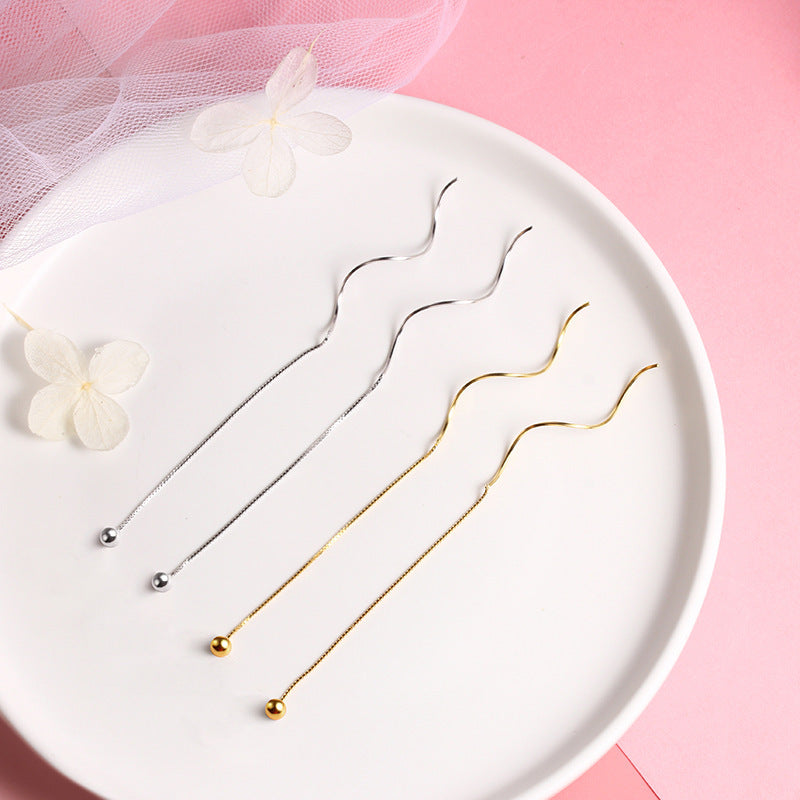 Body Sier Sweet Temperament Water Drop Eardrops Wavy Earrings
