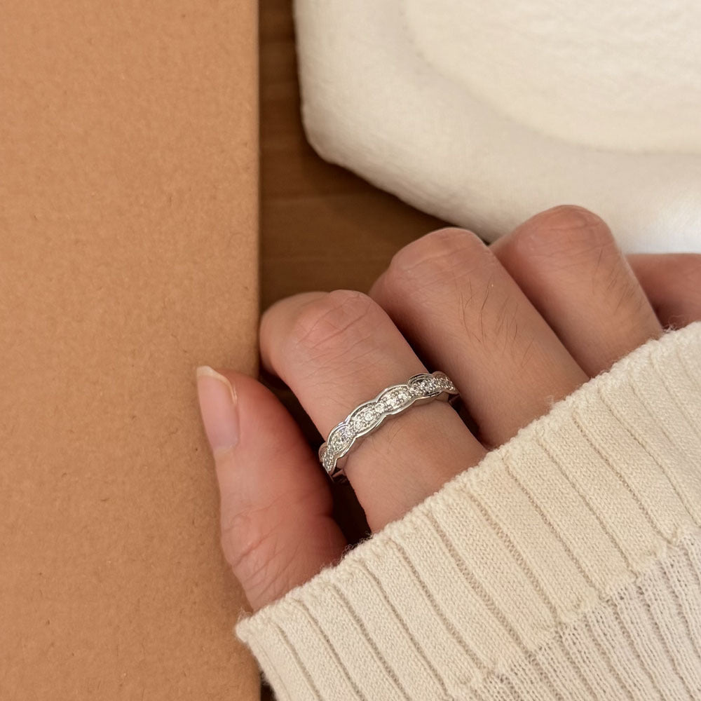 Women's Sier Inlaid Zirconium Love Heart-shaped Fashion Trend Design Twin Ring