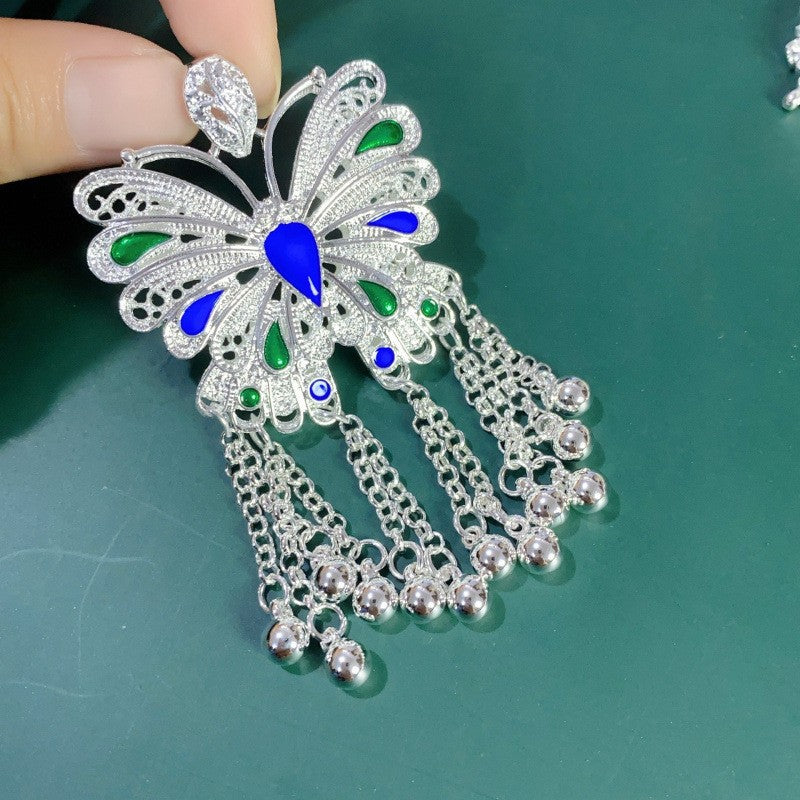 Magnets Sier Hat Butterfly Peacock Phoenix Earrings