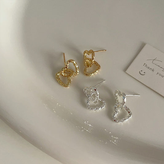 Irregular Metal Heart Female Design Sense Earrings