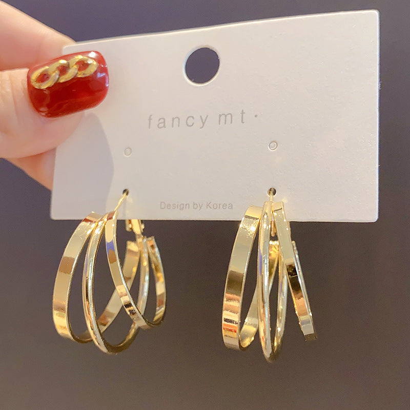 Women's Round Trendy Circle Ear Simple Cold Style Retro French Rings