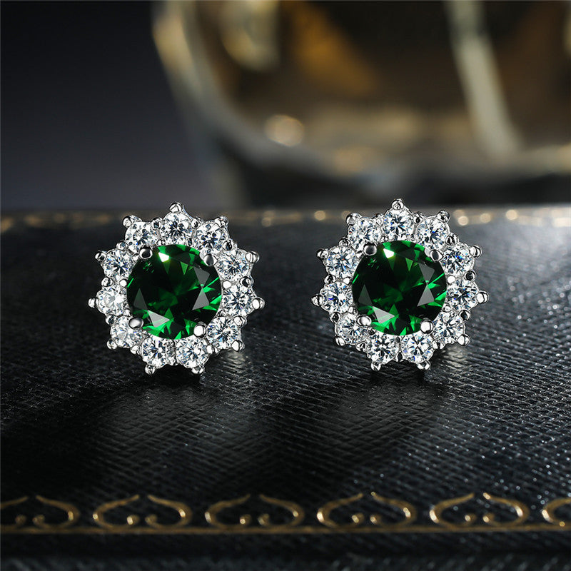 Women's Snowflake Pink Diamond Zircon Fashion Sunflower Stud Earrings