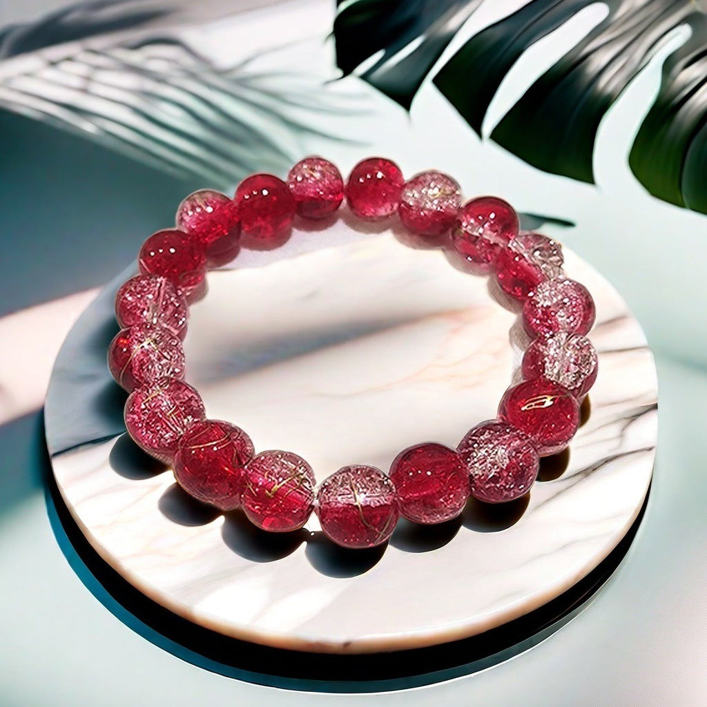 Purple Brushed Floral Beads Female Hand Toy Bracelet