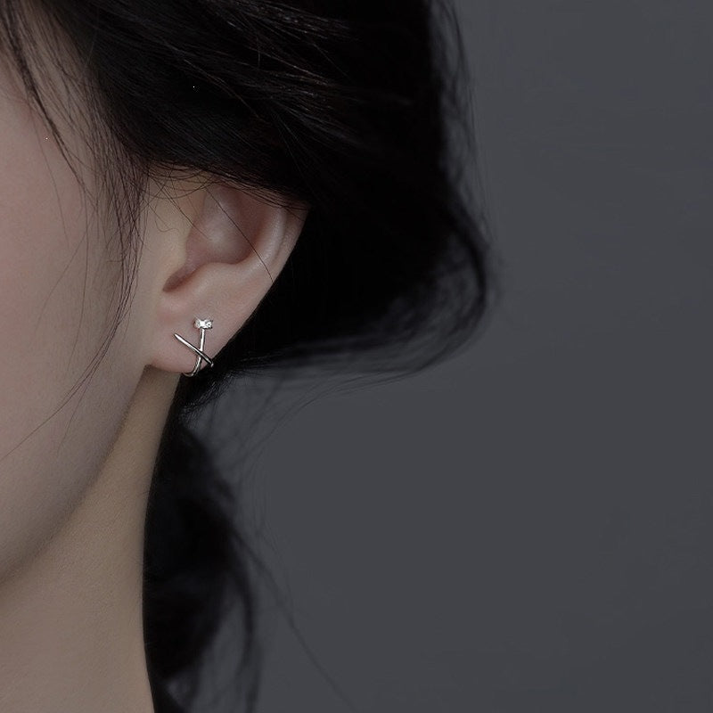 Women's Diamond For Niche Design Simple Line Earrings