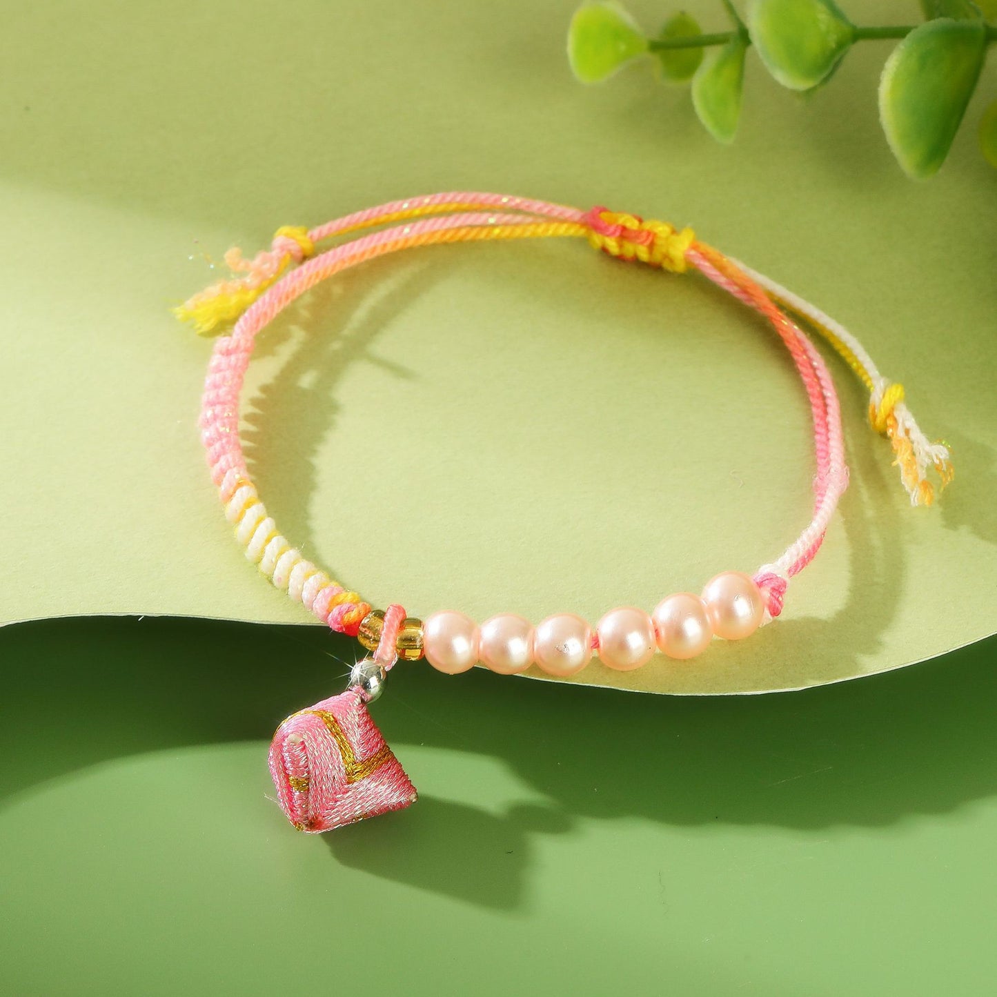 Colorful Rope Dragon Boat Festival Carrying Imitation Pearl May Gift Bracelet