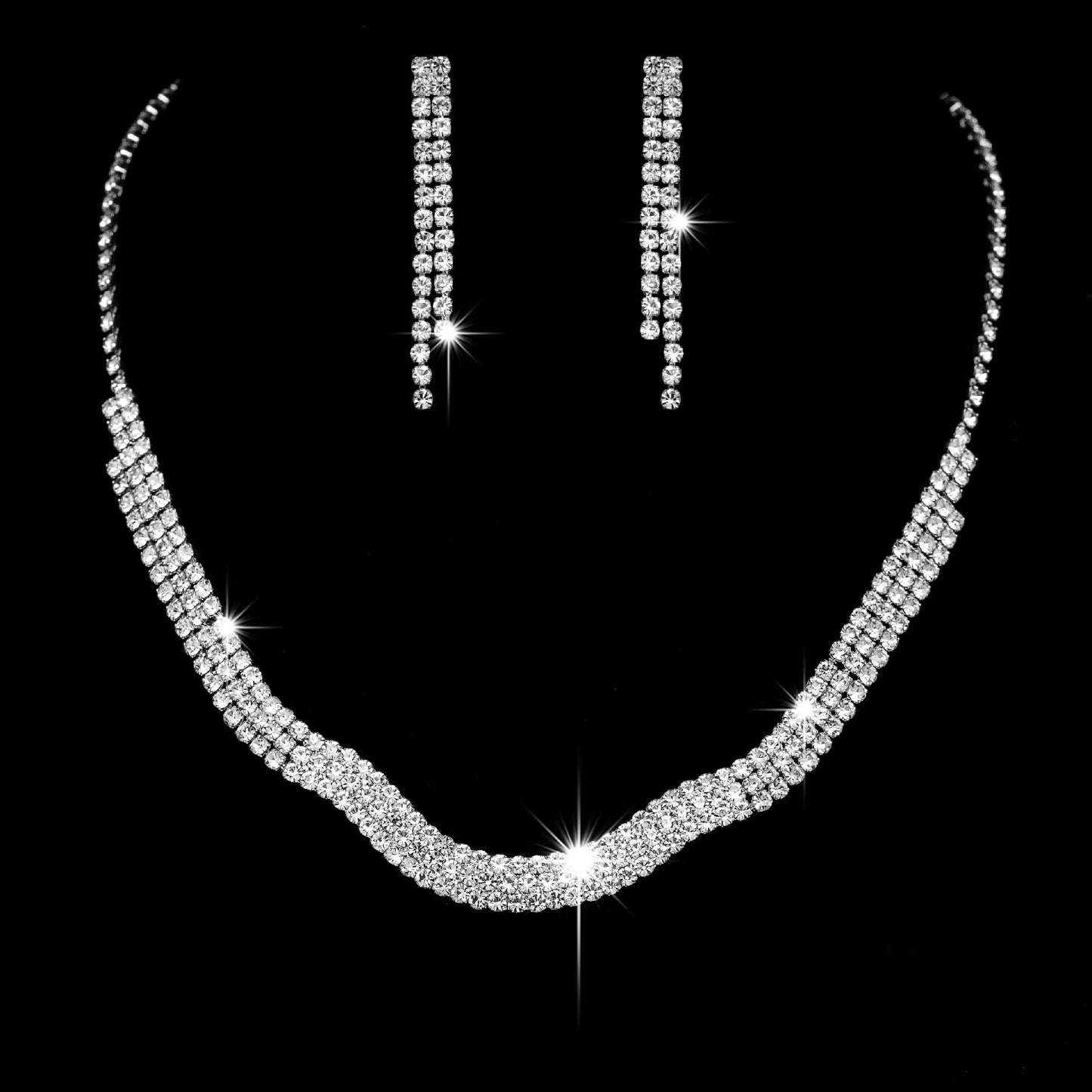 Claw Chain Rhinestone Bridal Eardrop Banquet Necklaces