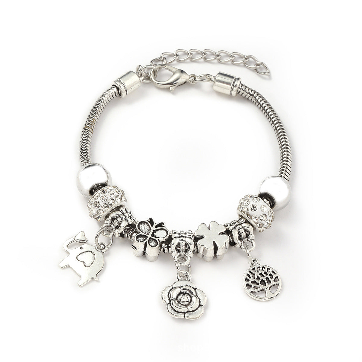 Glass Bead Small Elephant Lucky Tree Retro Transparent Bracelet