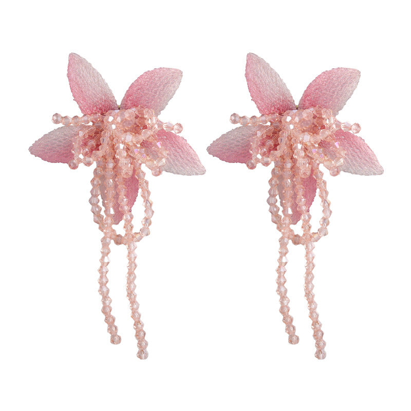 Vacation Style Beautiful Flowers Sweet Pink Fashion Niche Rings