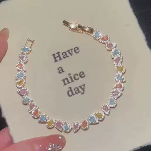 Pink Crystal Female Zircon Inlaid Light Luxury Bracelets