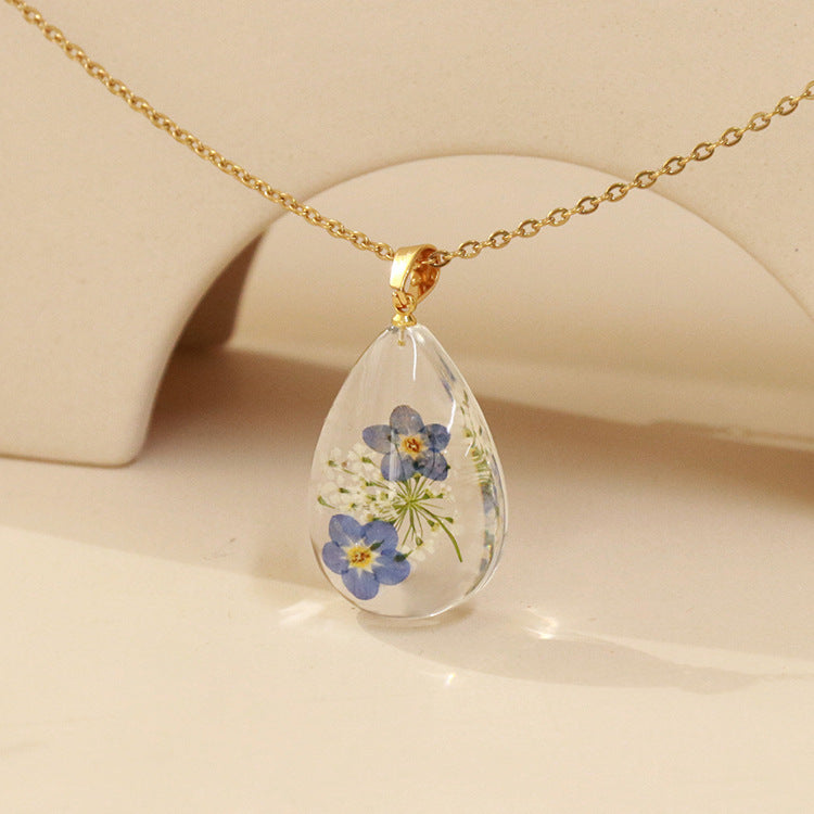 Transparent Epoxy Plant Specimen Real Flower Pendants