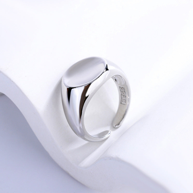 Fashion Geometry Pattern Square Round Smooth Opening Male Rings