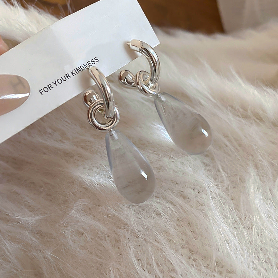 Women's Needle Zircon Bow Water Drop Tassel Simple Fashion Stud Earrings