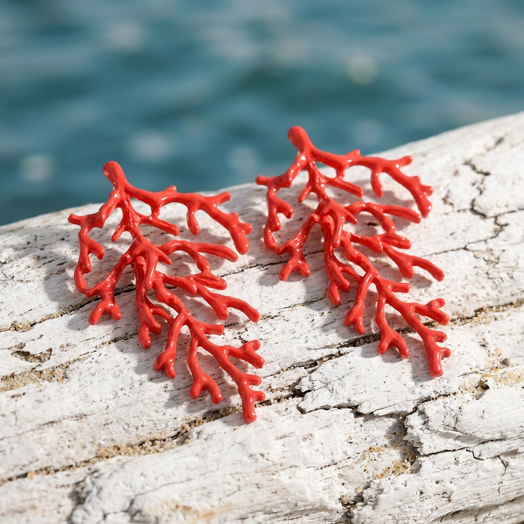 Exaggerated Coral Geometric Niche Creative Imitation Earrings