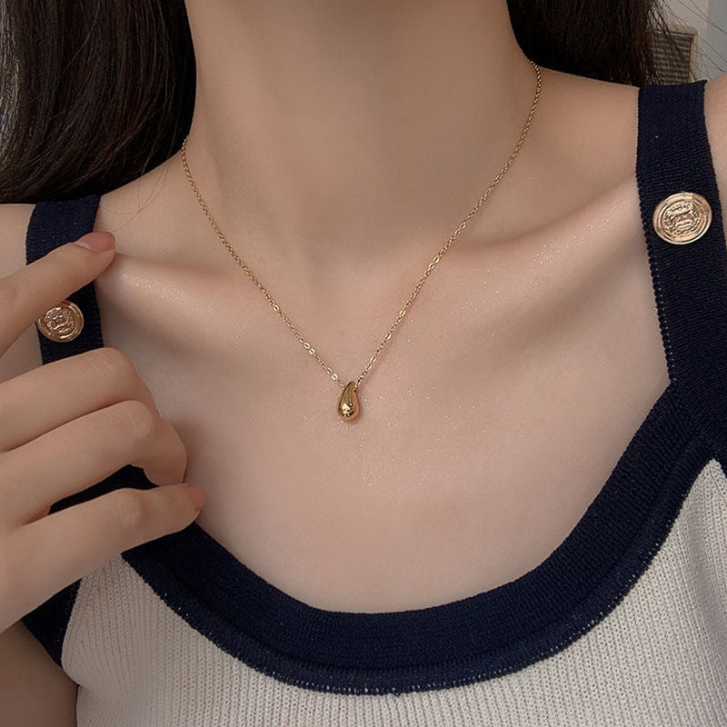 Water Drops Titanium Steel Female Light Luxury Minority Design High-grade Necklaces