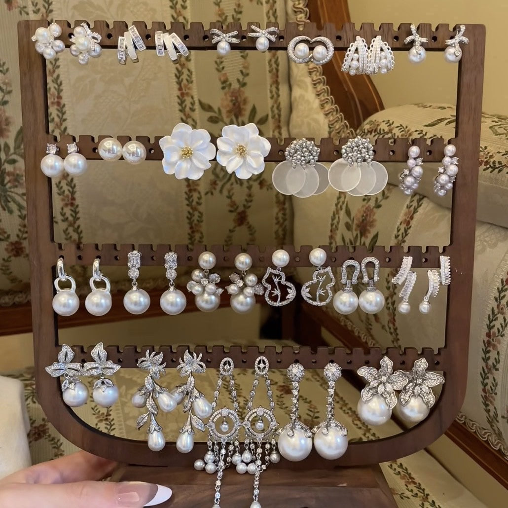 Women's Style Refined Zircon Flower Pearl Light Luxury High-grade Ear Earrings