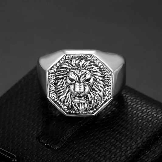 Gold Plated Apollo Lion's Head Stainless Rings