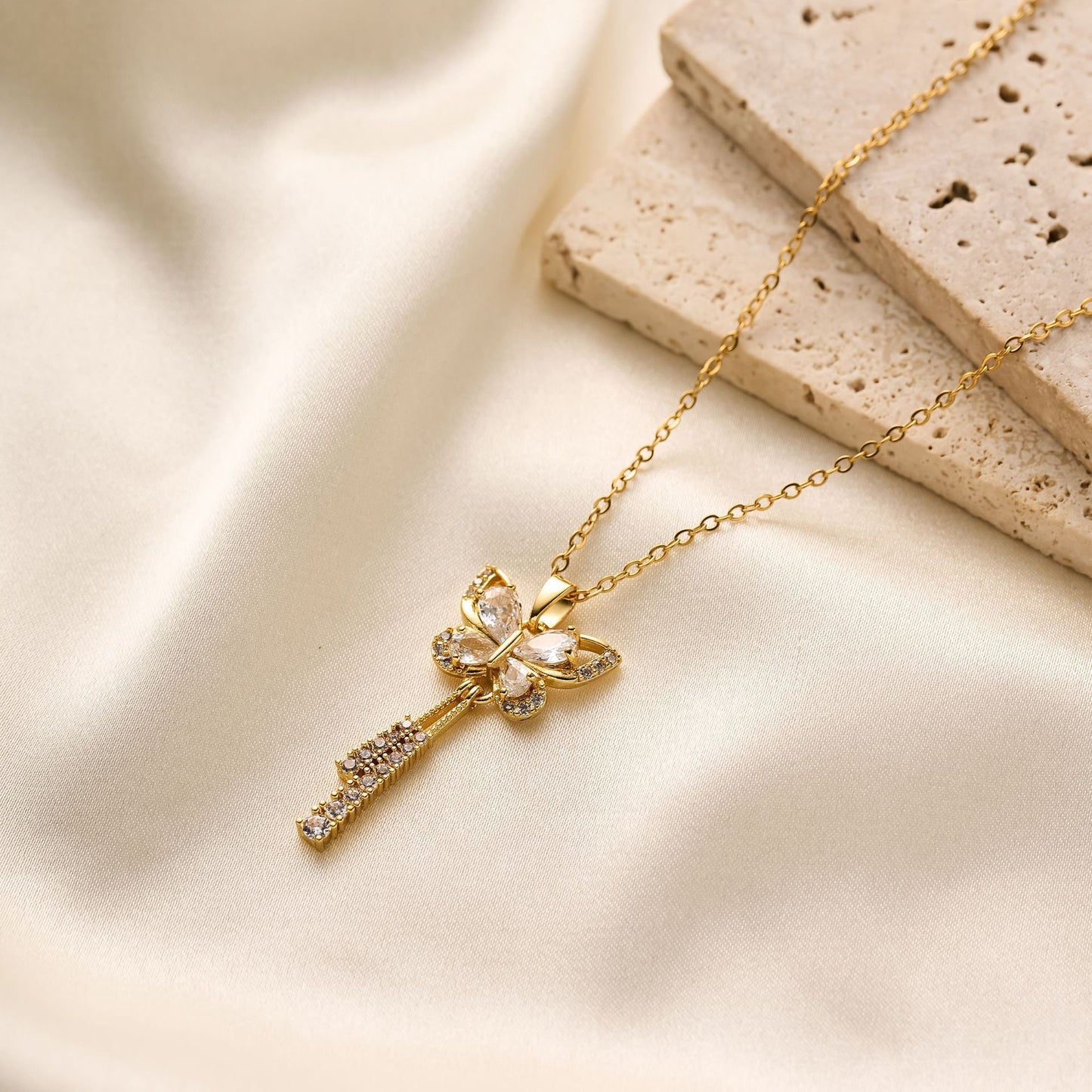 Women's Butterfly Light Luxury Full Rhinestone Tassel Necklace
