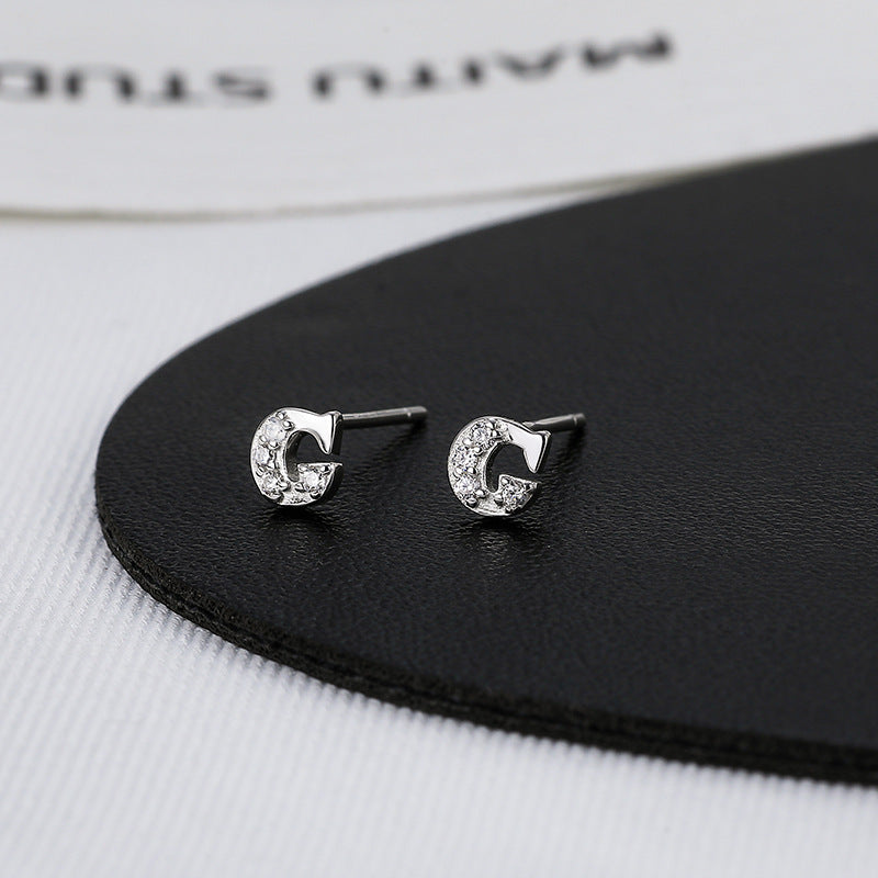 Women's Sier Alphabet Letter Trendy High-grade Temperament Earrings