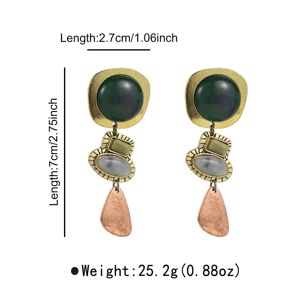 Retro Design Light Luxury Temperament Stitching Geometric Alloy Long Earrings
