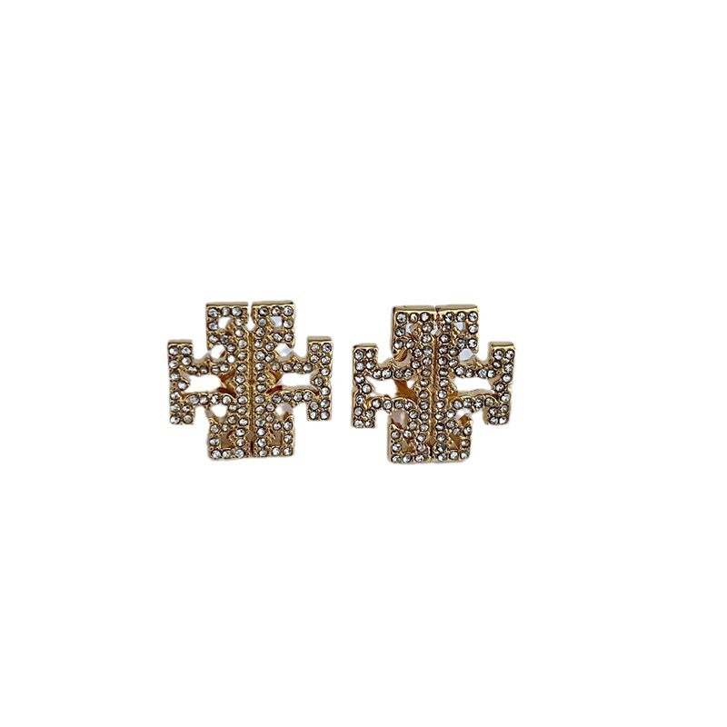 Women's Diamond Inlaid With English Letters Shape Exquisite Earrings