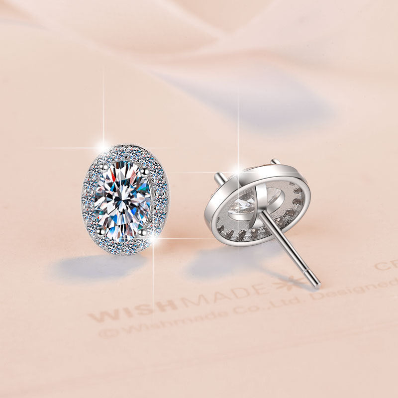 Sterling Sier Denier Big Diamond Moissanite Earrings