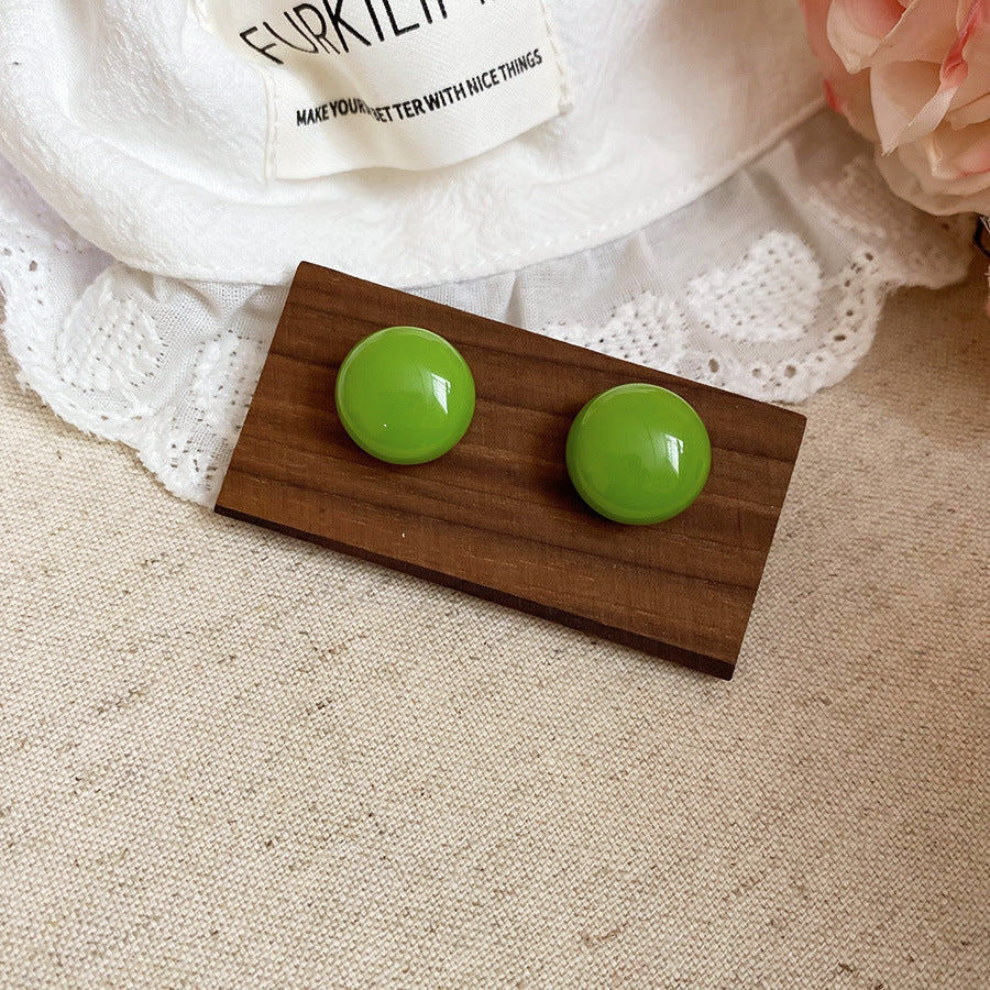 Sier Needle Color Bean-shaped Fresh Sweet Light Luxury High-grade Design Earrings