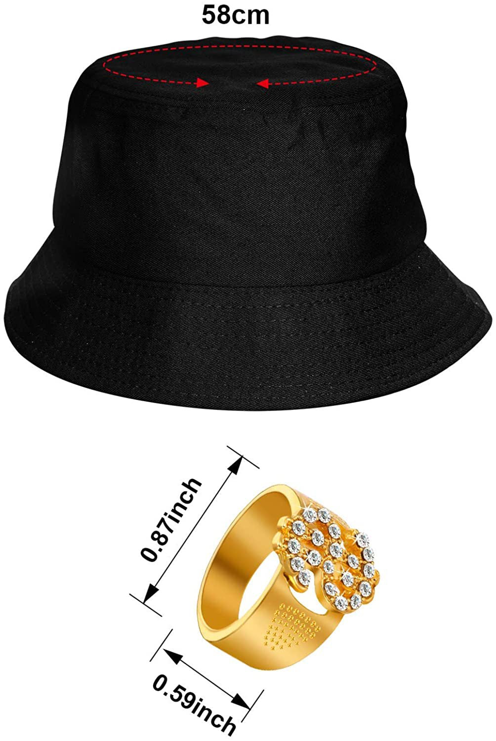 Hop Punk Usd Bucket Hat Black Necklaces