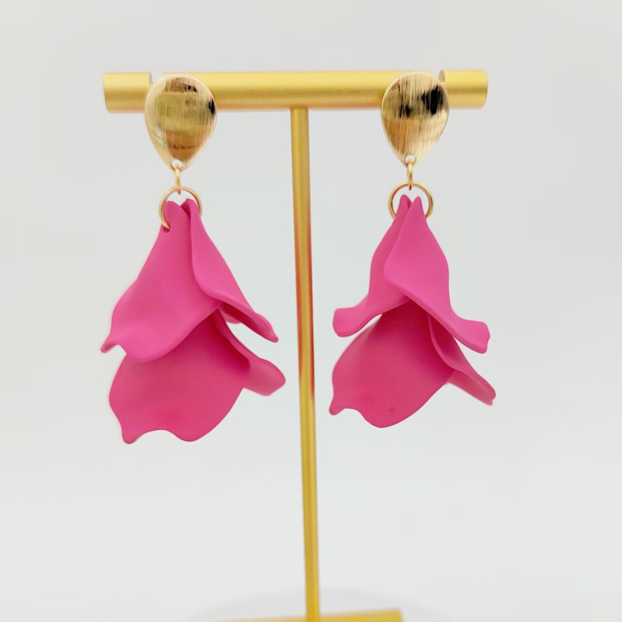 Women's Exaggerated Rose Petals Leaves Long Flower Tassel High-grade Earrings