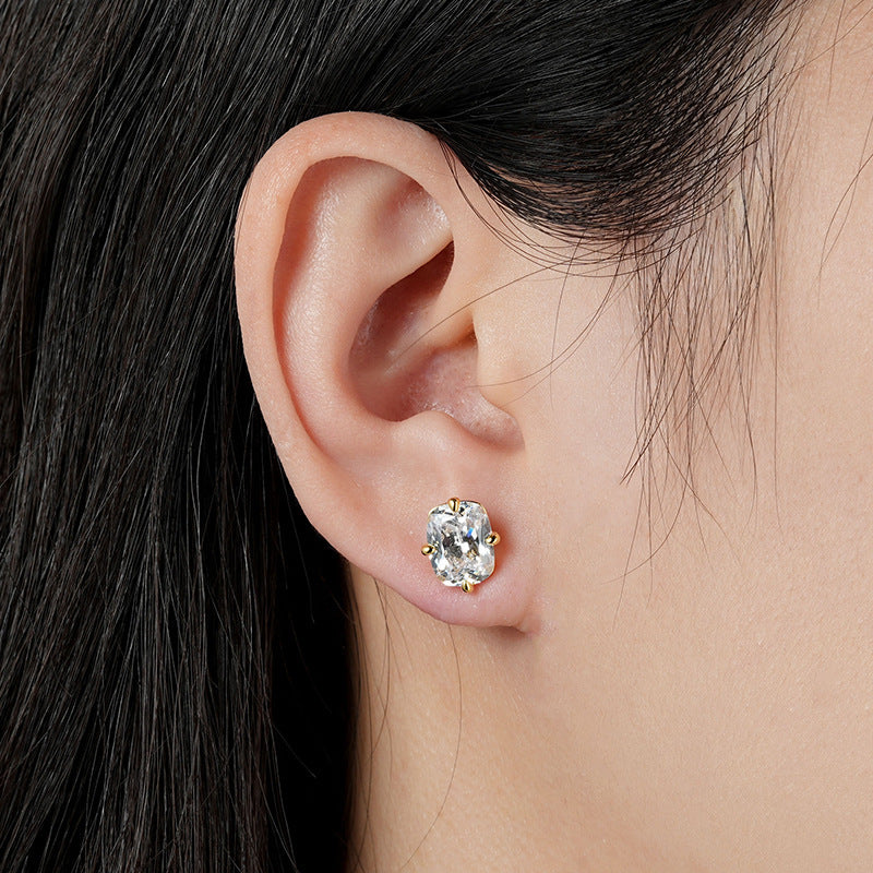 Square Zircon Source Simple Minimalist Inlaid Exquisite Light Earrings