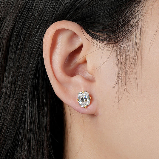 Square Zircon Source Simple Minimalist Inlaid Exquisite Light Earrings