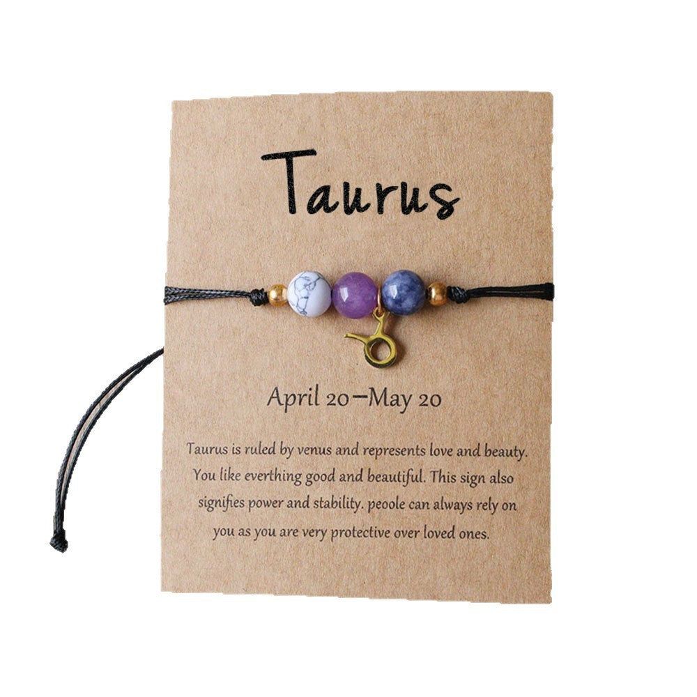 Planets Twee Constellations Natural Stone Blue Black Bracelet