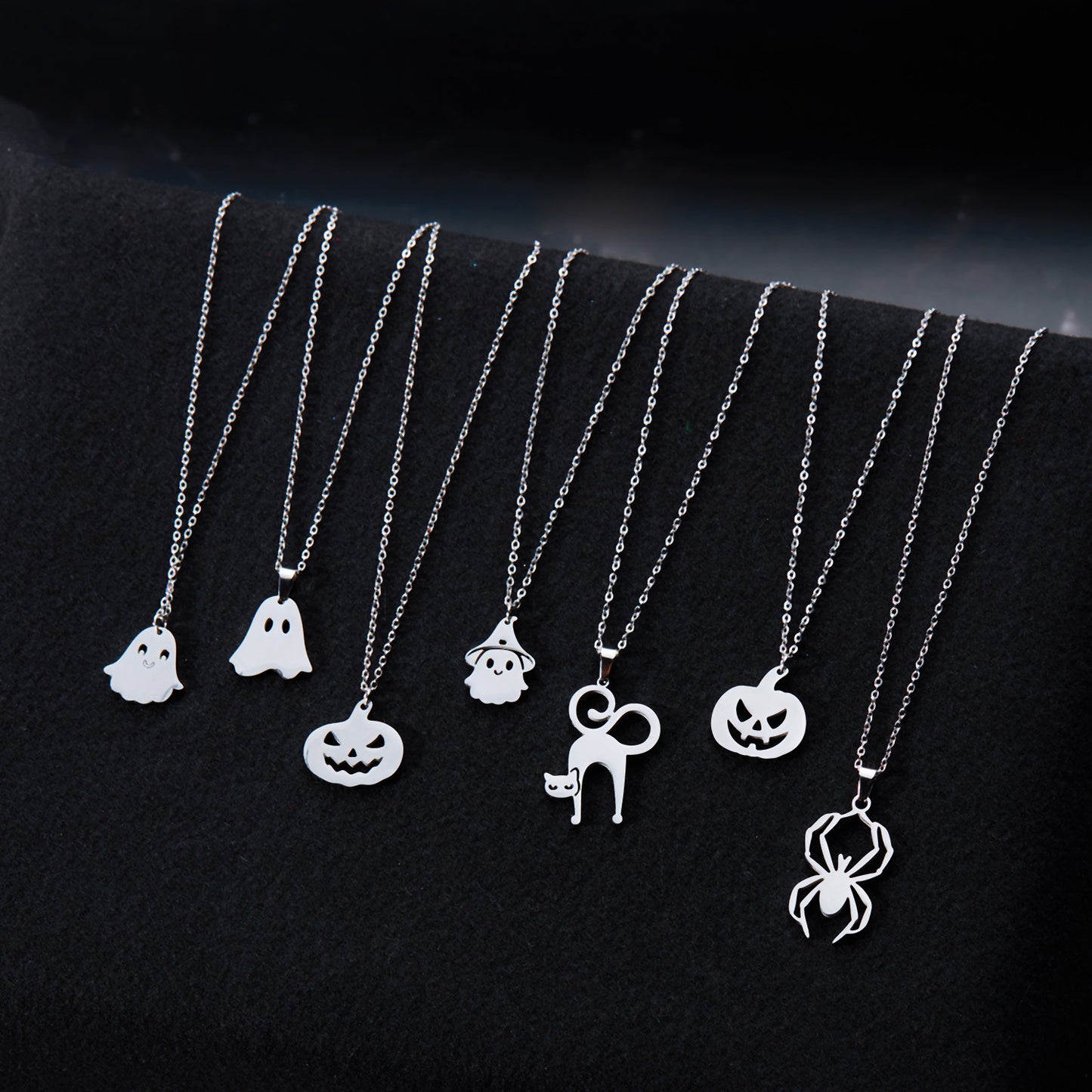 Element Titanium Steel Pumpkin Head Ghost Necklaces