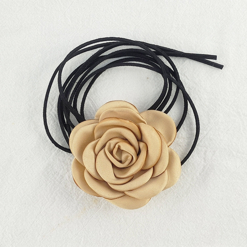 French Flower Tassel Tie Neck Camellia Necklaces