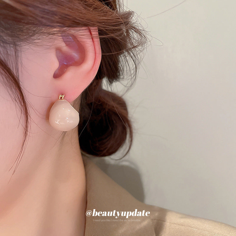 Gold Electroplating Dripping Oil Bean Geometry Clip Sweet Temperamental Trendy Ear Buckle